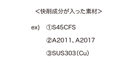 快削材料の説明の画像